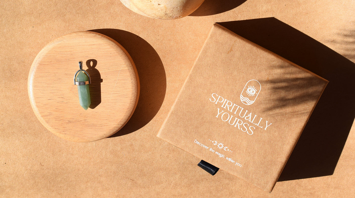 Green Aventurine Pencil Pendant | Luck, Prosperity & Abundance