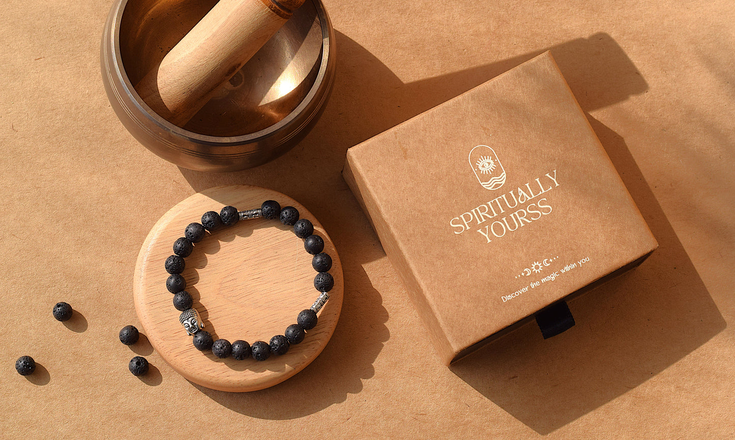 Lava Stone Buddha Bracelet | Strength, Stability & Spiritual Grounding