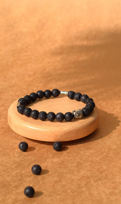Lava Stone Buddha Bracelet | Strength, Stability & Spiritual Grounding
