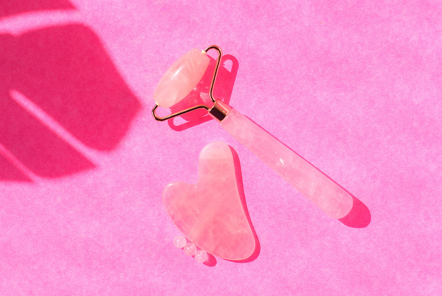 Rose Quartz Face Roller & Gua Sha Set | Skin Tightening & Glow