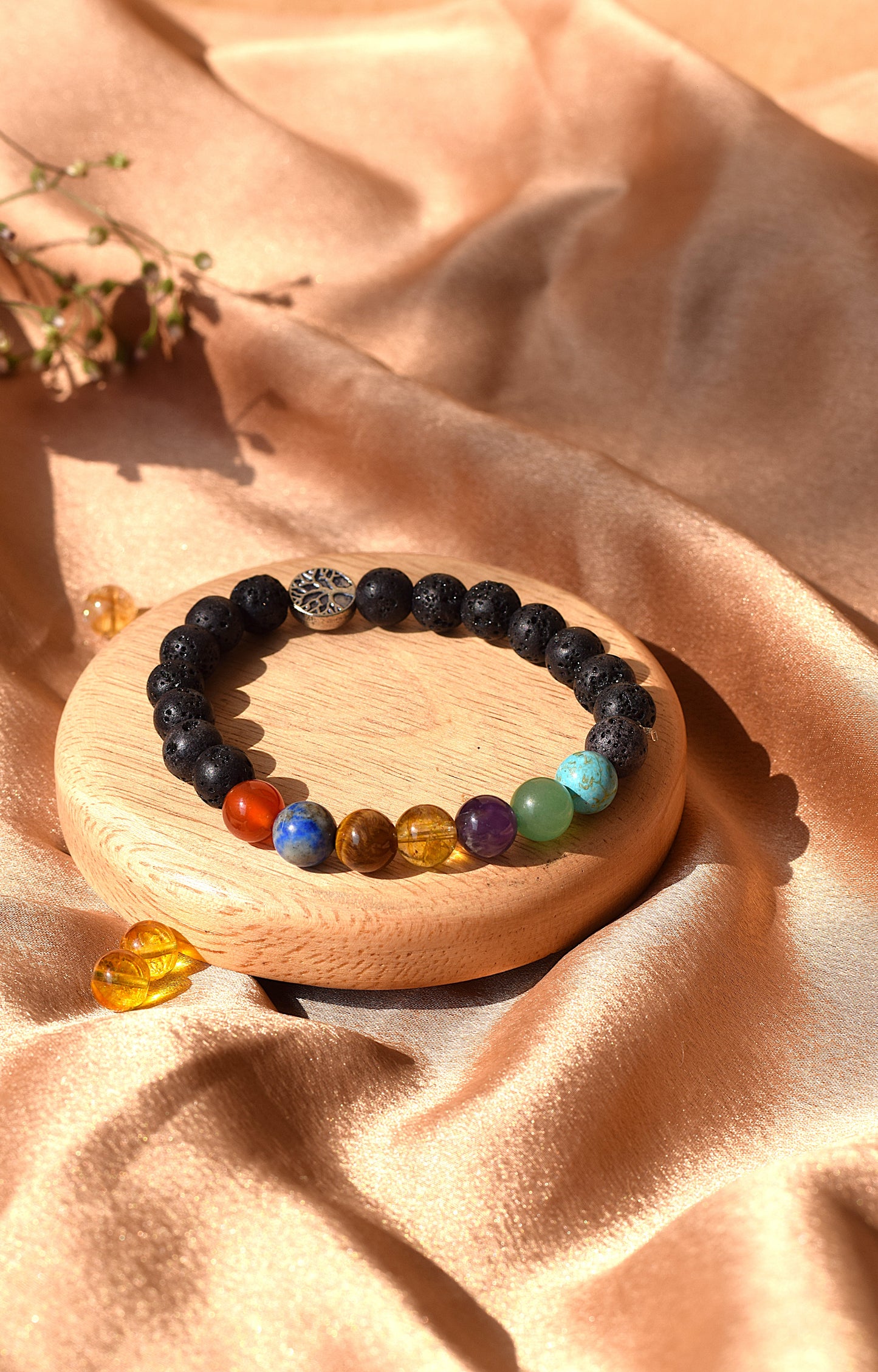 7 Chakra Lava Stone Bracelet | Balances Energy, Grounding & Spiritual Healing