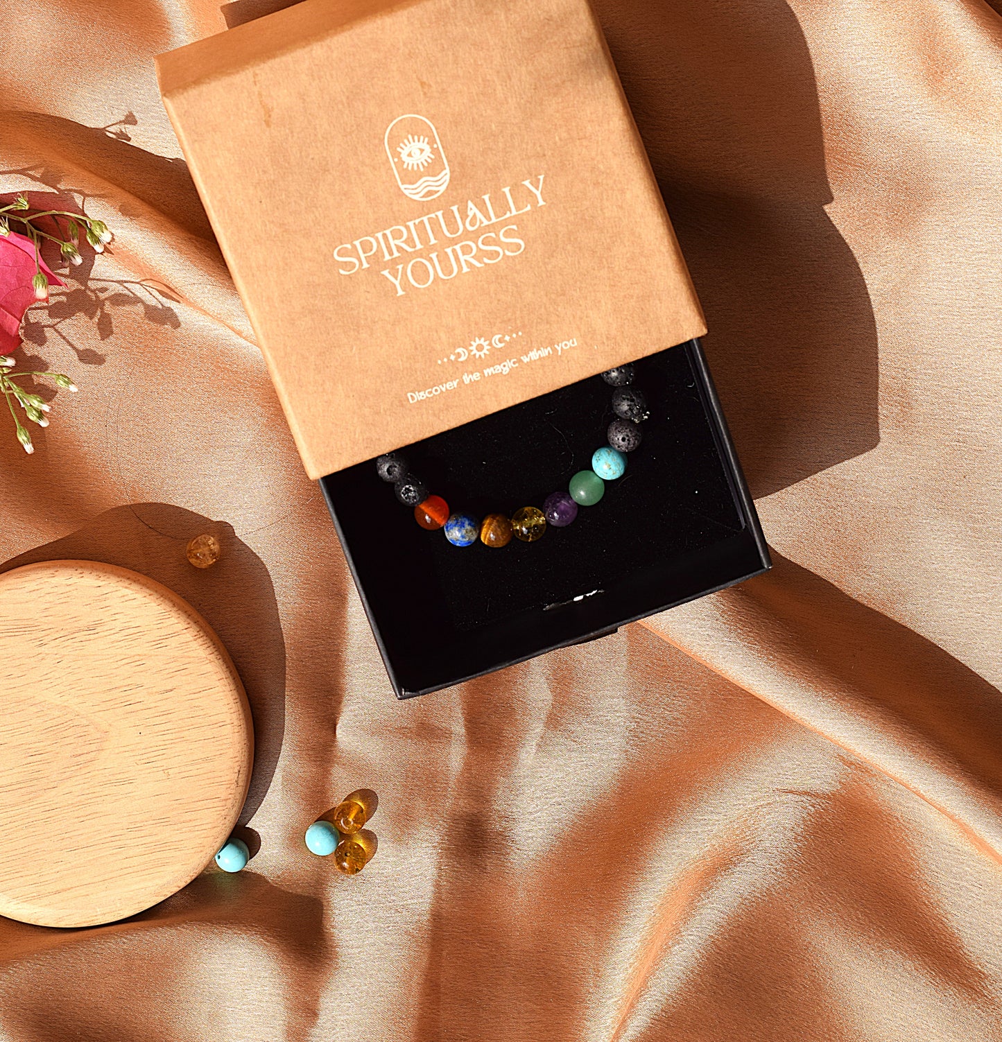 7 Chakra Lava Stone Bracelet | Balances Energy, Grounding & Spiritual Healing