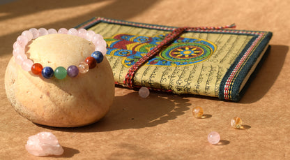 7 Chakra Rose Quartz Bracelet | Attracts Love & Aligns Energy Centers