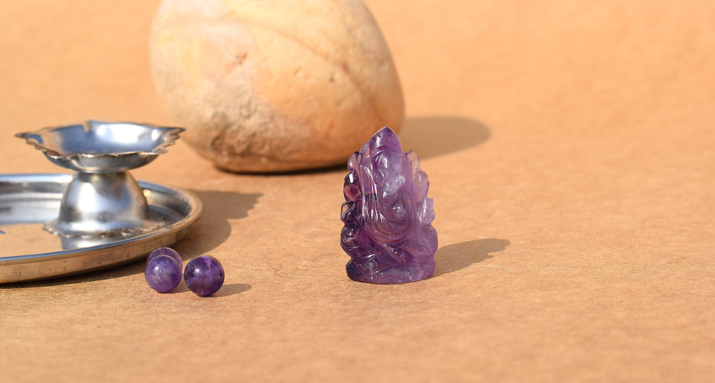 Amethyst Lord Ganesha Idol | Boosts Intuition & Positive Energy