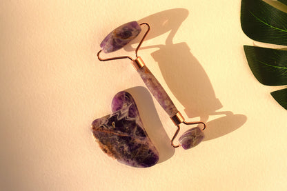 Amethyst Face Roller & Gua Sha Set | Calming, Anti-Aging & Glow Booster