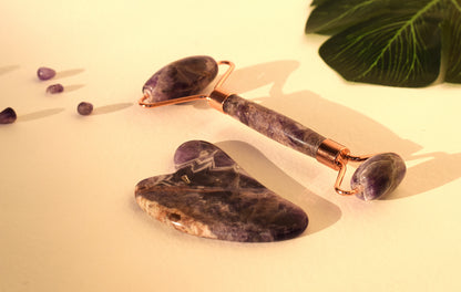 Amethyst Face Roller & Gua Sha Set | Calming, Anti-Aging & Glow Booster
