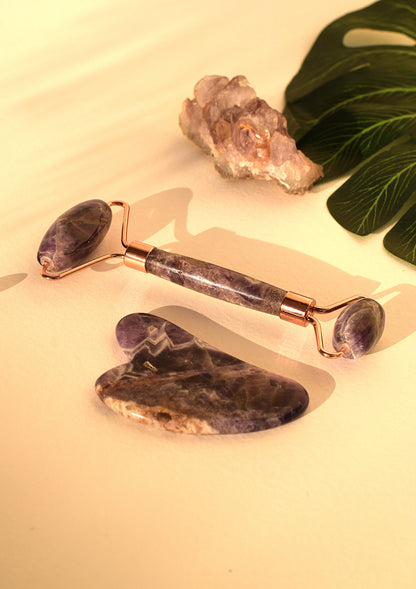 Amethyst Face Roller & Gua Sha Set | Calming, Anti-Aging & Glow Booster