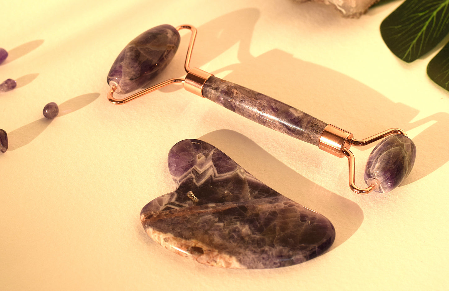 Amethyst Face Roller & Gua Sha Set | Calming, Anti-Aging & Glow Booster