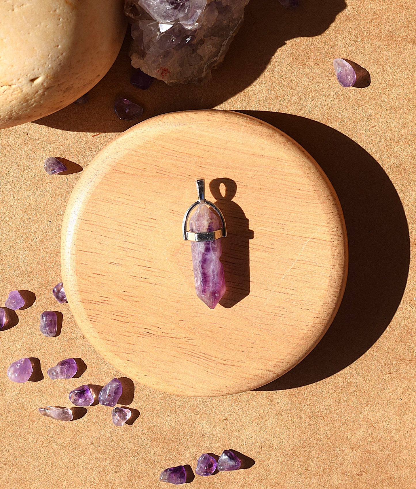 Amethyst Pencil Pendant | Stress Relief, Clarity & Inner Peace