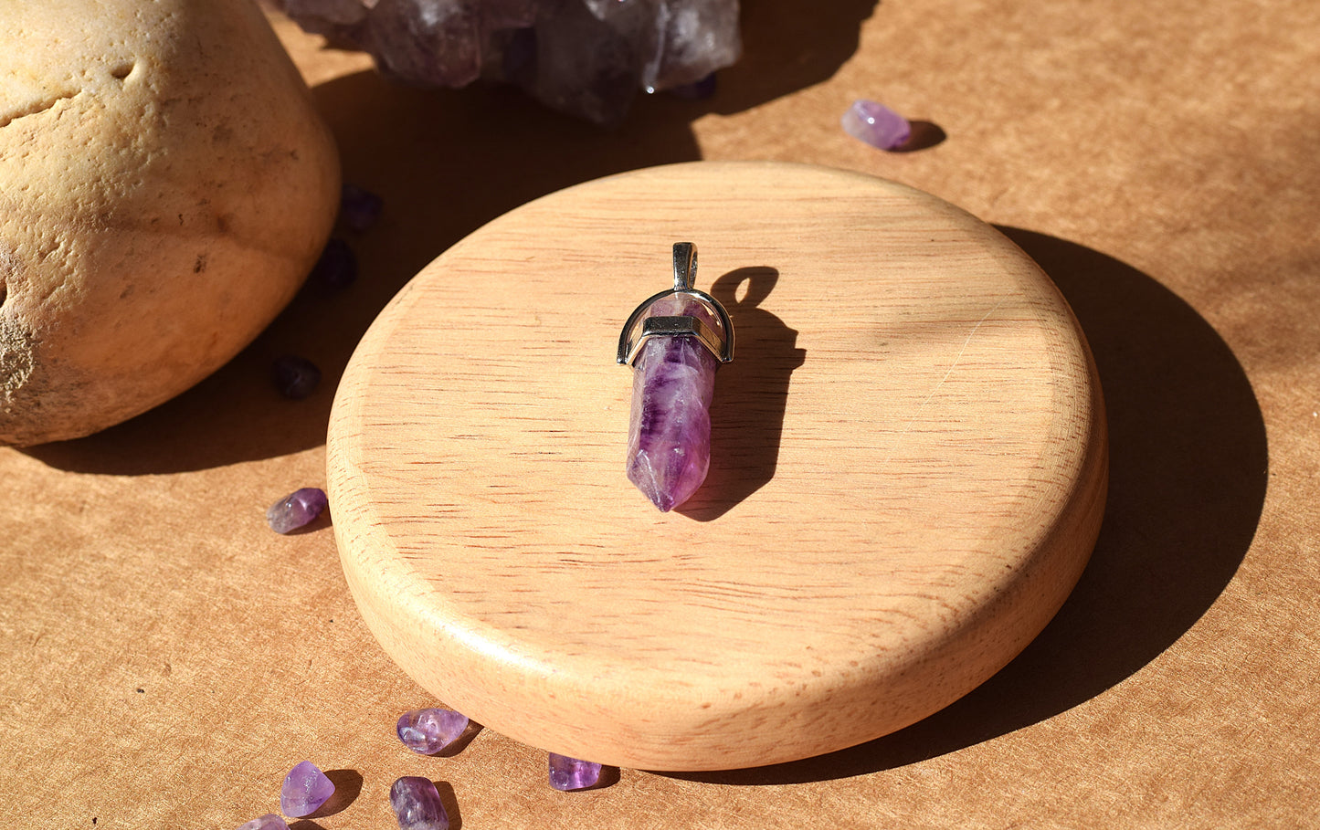 Amethyst Pencil Pendant | Stress Relief, Clarity & Inner Peace