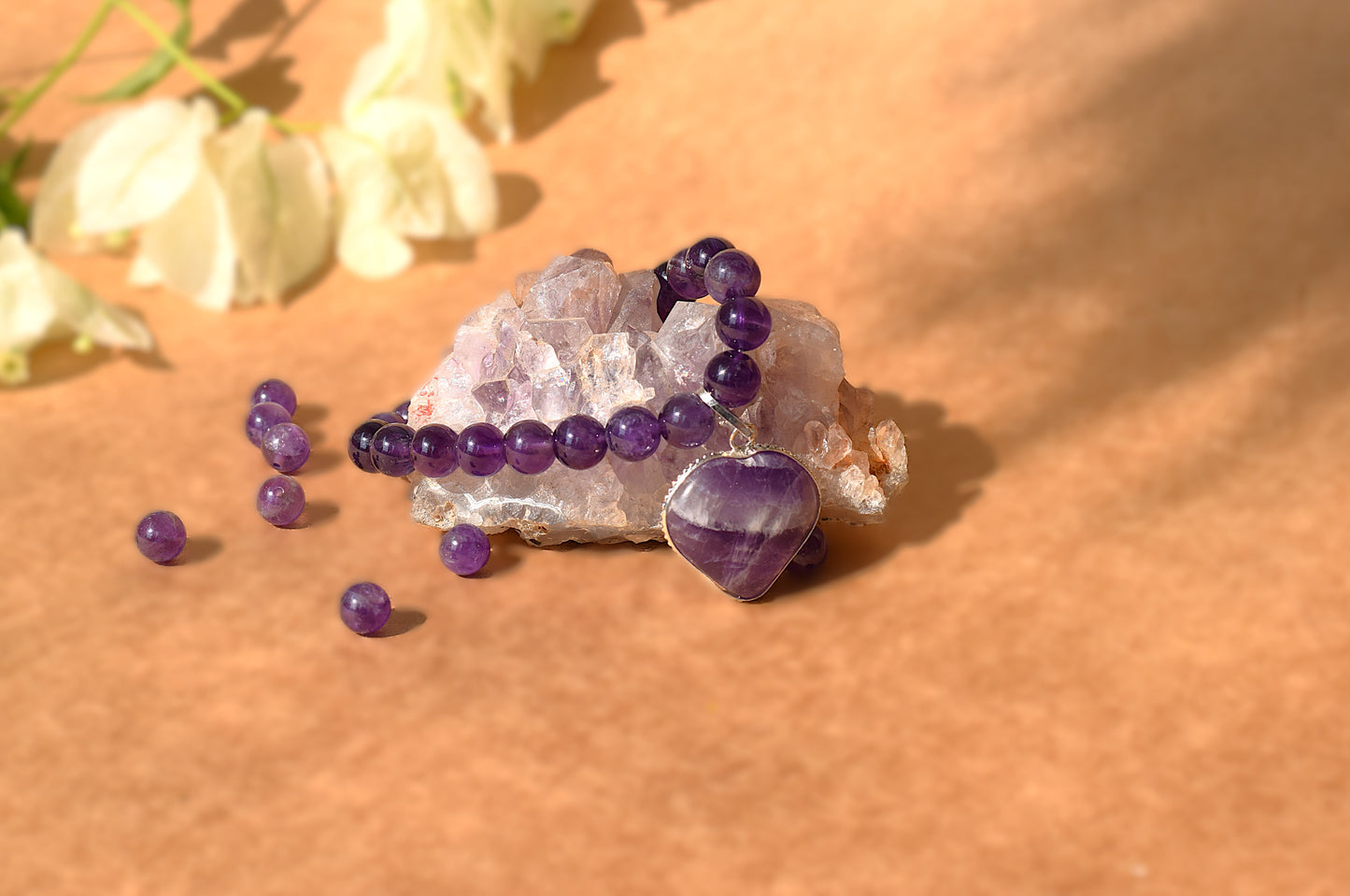 Amethyst Heart Crystal Bracelet | Enhances Peace & Intuition