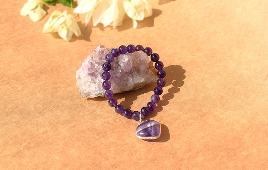 Amethyst Heart Crystal Bracelet | Enhances Peace & Intuition