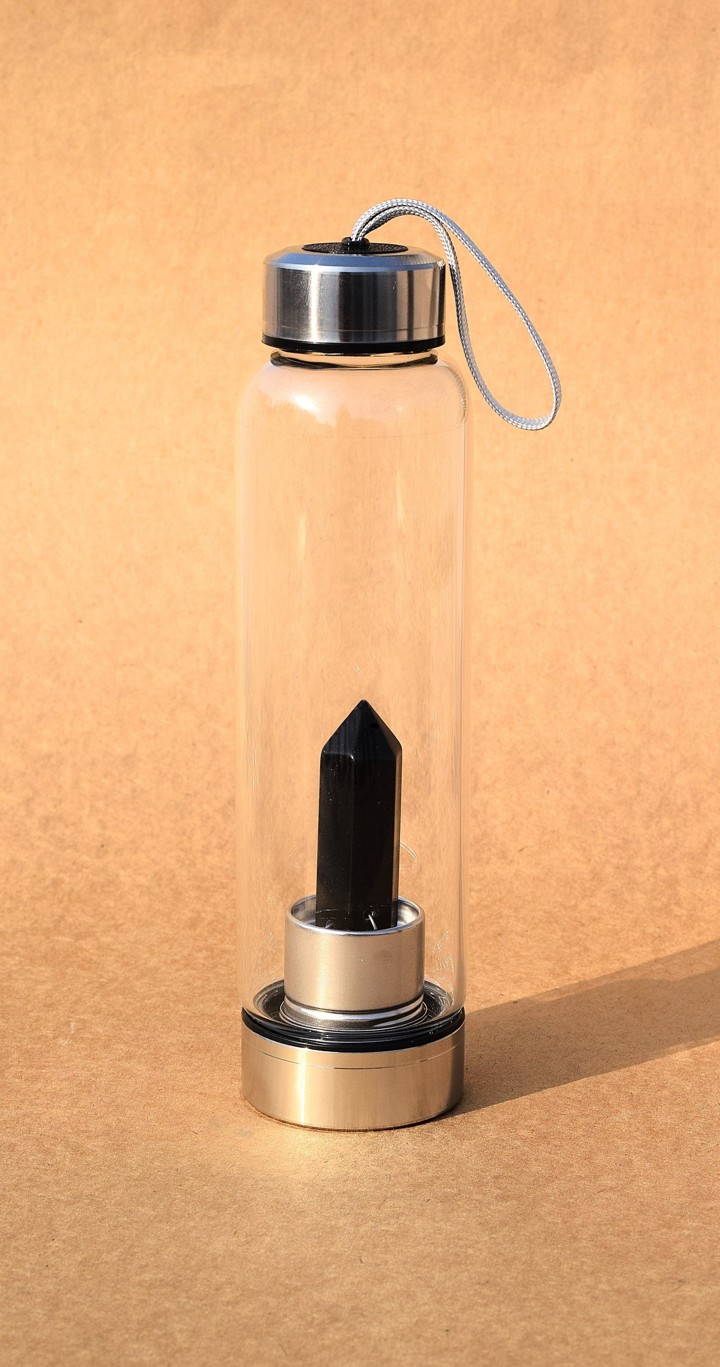 Black Obsidian Crystal Water Bottle | Detox, Protection & Energy Balance