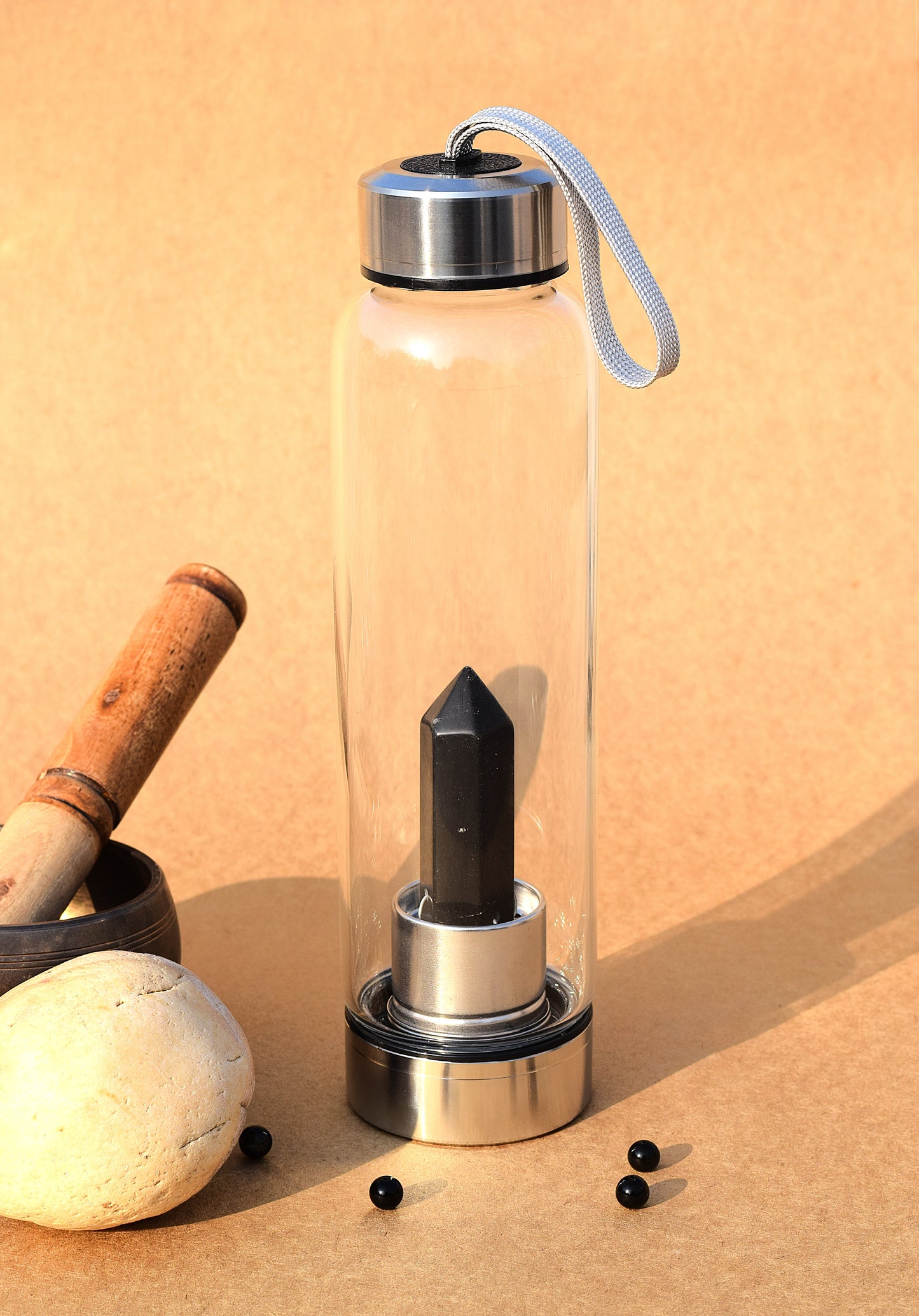 Black Obsidian Crystal Water Bottle | Detox, Protection & Energy Balance