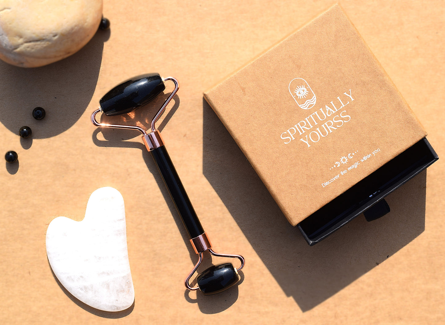 Black Obsidian Face Roller & Gua Sha Set | Deep Cleansing & Glow Boost