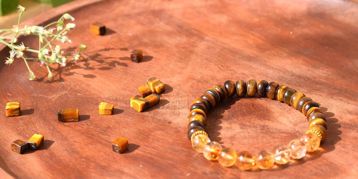 Citrine & Tiger Eye Bracelet | Strengthens Confidence, Focus & Prosperity