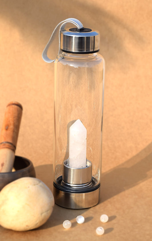Clear Quartz Crystal Water Bottle | Purification, Clarity & Positive Energy