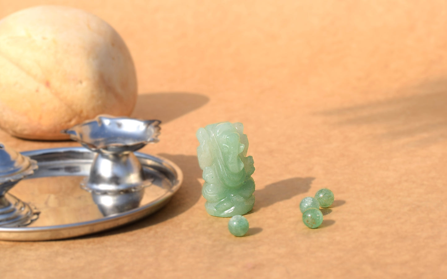 Green Aventurine Lord Ganesha Idol | Manifests Good Fortune & Prosperity