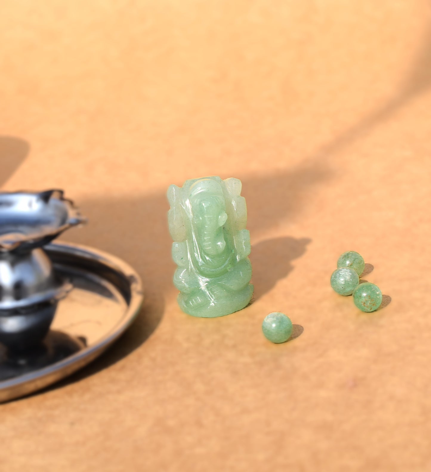 Green Aventurine Lord Ganesha Idol | Manifests Good Fortune & Prosperity