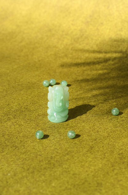 Green Aventurine Lord Ganesha Idol | Manifests Good Fortune & Prosperity