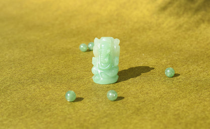 Green Aventurine Lord Ganesha Idol | Manifests Good Fortune & Prosperity