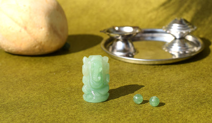 Green Aventurine Lord Ganesha Idol | Manifests Good Fortune & Prosperity