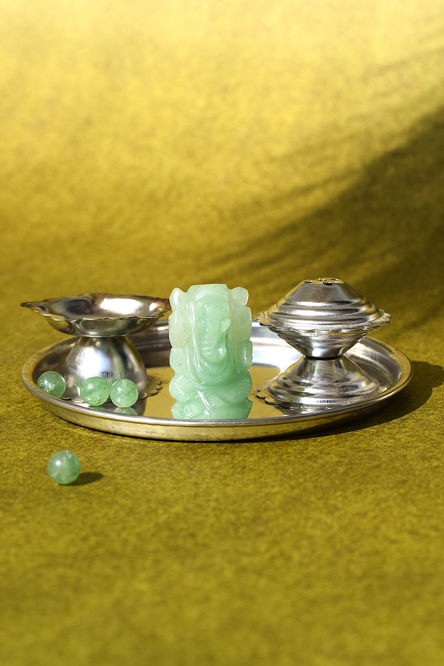 Green Aventurine Lord Ganesha Idol | Manifests Good Fortune & Prosperity