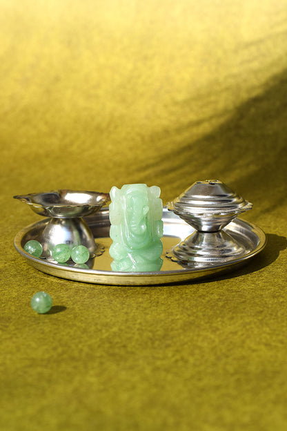 Green Aventurine Lord Ganesha Idol | Manifests Good Fortune & Prosperity
