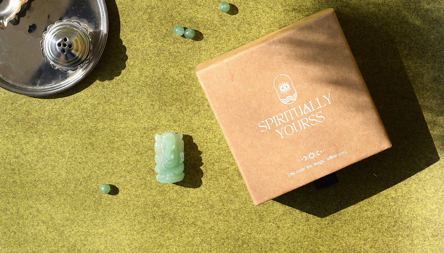 Green Aventurine Lord Ganesha Idol | Manifests Good Fortune & Prosperity