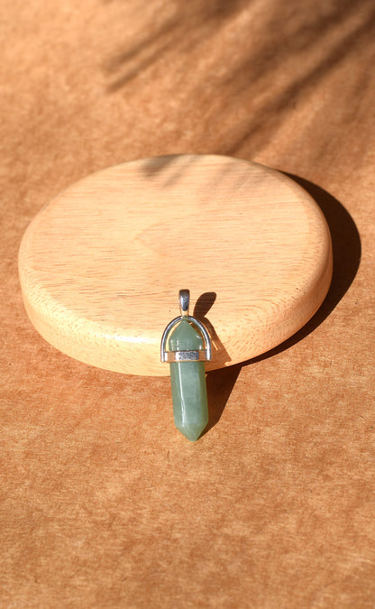 Green Aventurine Pencil Pendant | Luck, Prosperity & Abundance