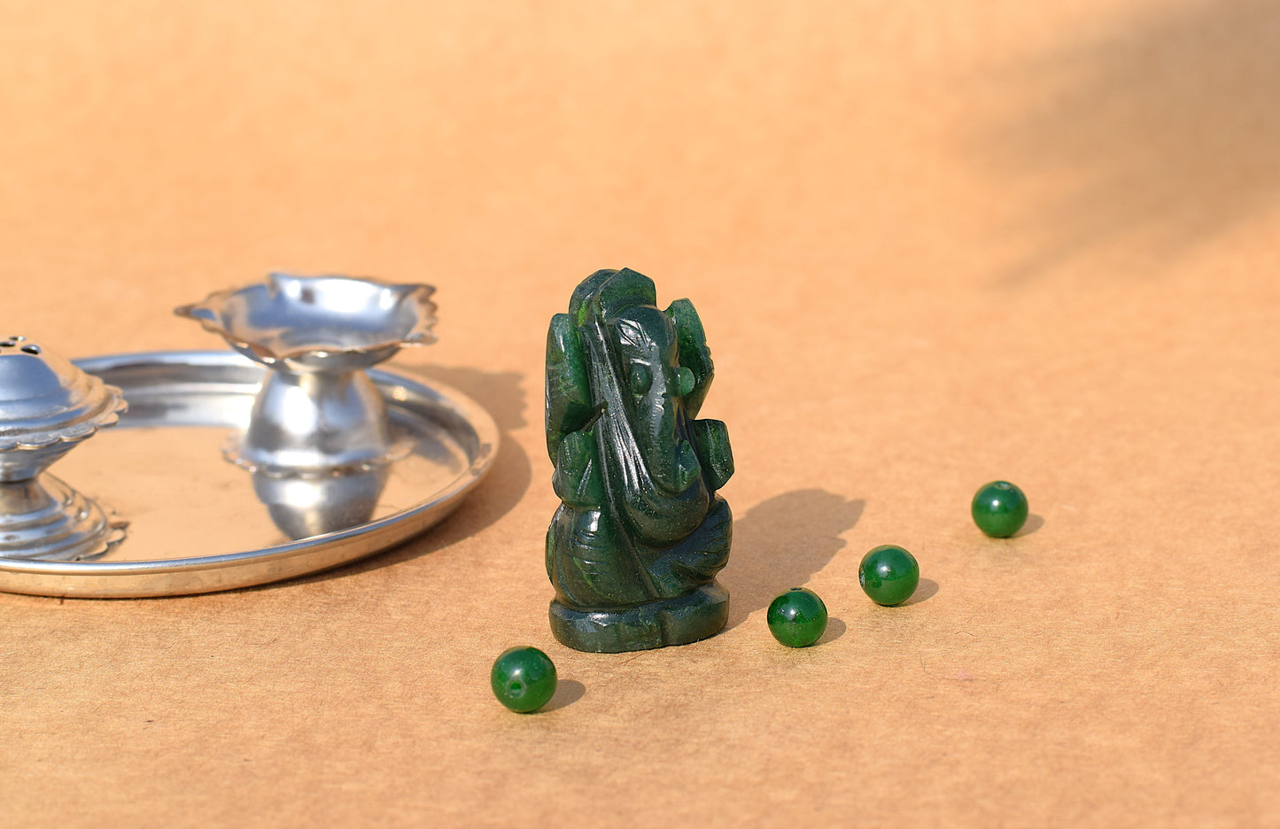 Green Jade Lord Ganesh Idol | Attracts Luck & Abundance