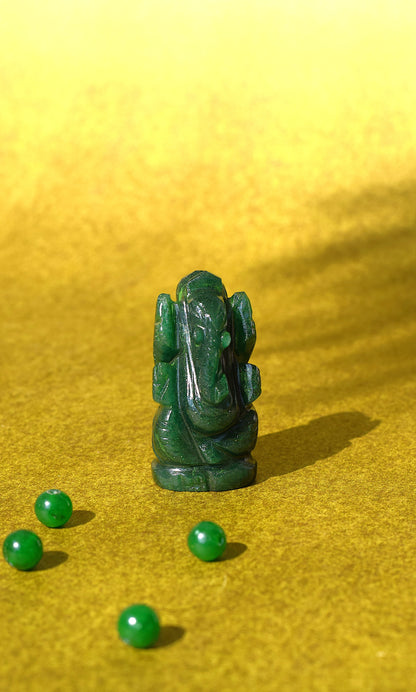 Green Jade Lord Ganesh Idol | Attracts Luck & Abundance
