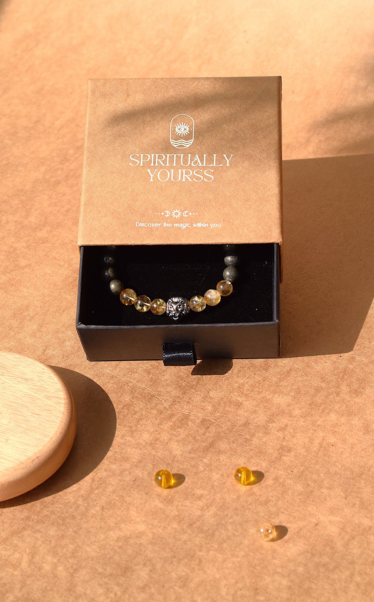 Citrine & Pyrite Lion Charm Bracelet | Power, Success & Financial Growth
