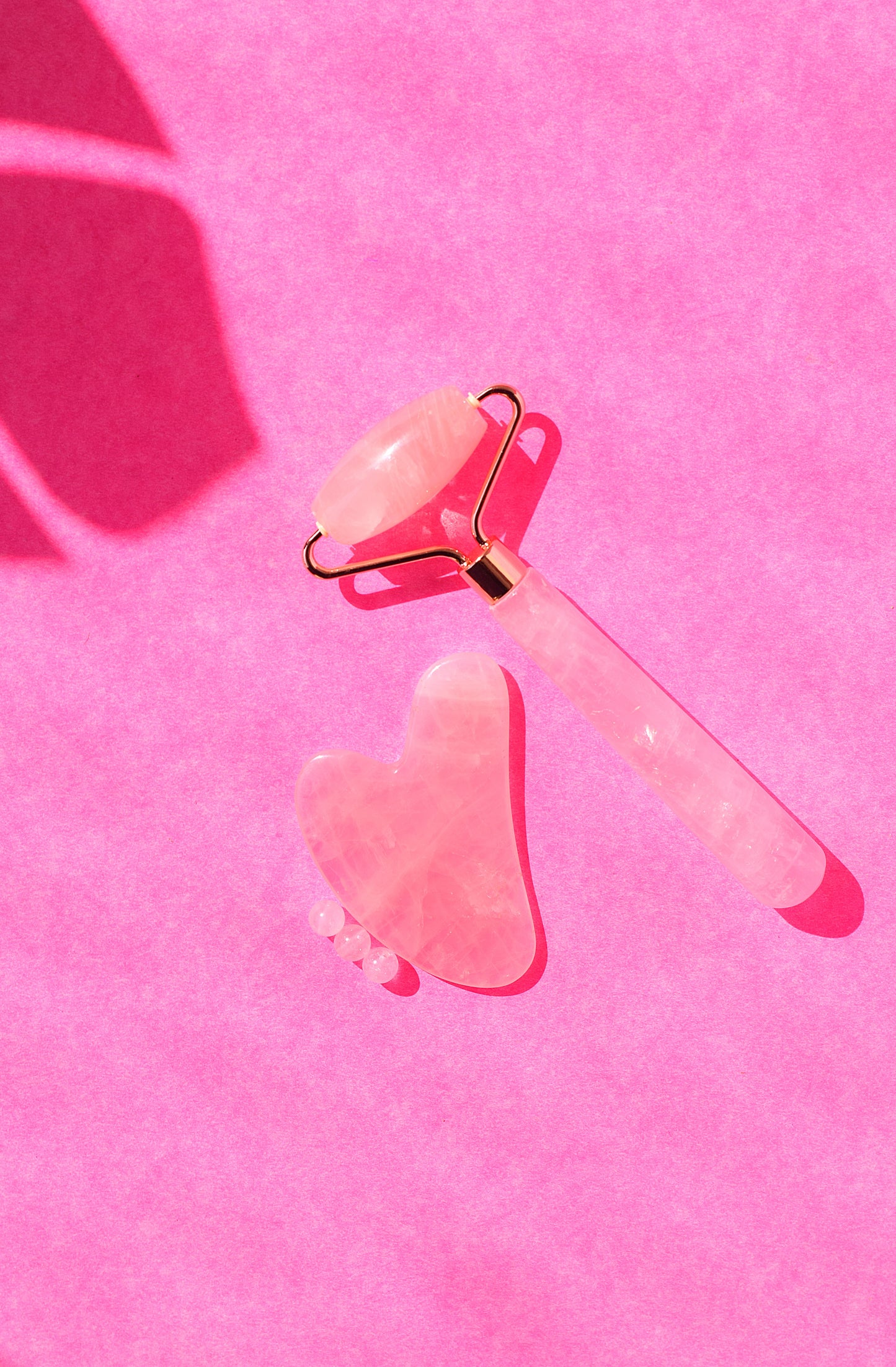Rose Quartz Face Roller & Gua Sha Set | Skin Tightening & Glow
