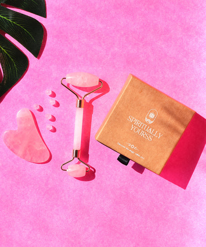 Rose Quartz Face Roller & Gua Sha Duo | Ultimate Facial Massage Set