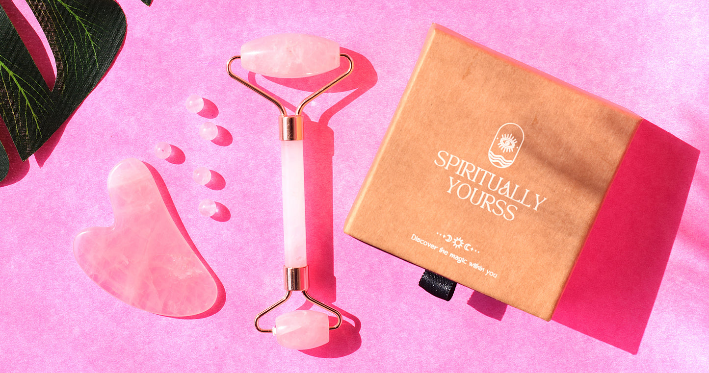 Rose Quartz Face Roller & Gua Sha Duo | Ultimate Facial Massage Set