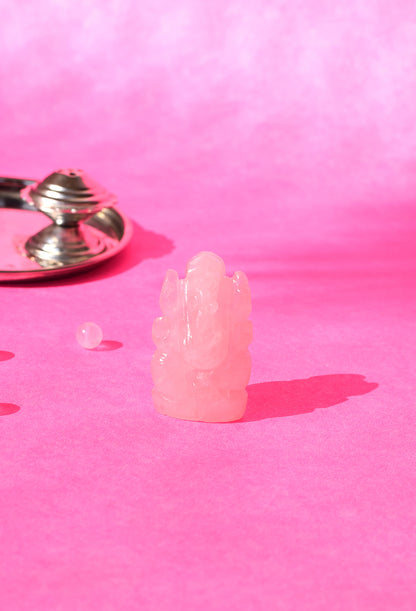 Rose Quartz Lord Ganesha Idol | Enhances Love & Harmony