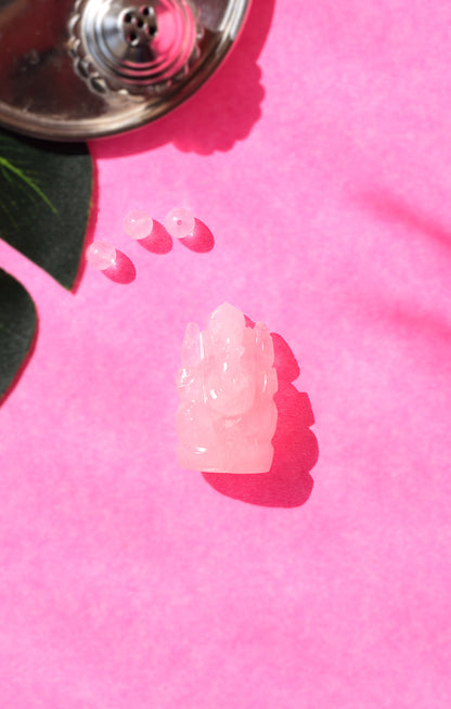 Rose Quartz Lord Ganesha Idol | Enhances Love & Harmony
