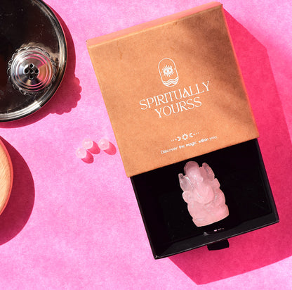 Rose Quartz Lord Ganesha Idol | Enhances Love & Harmony