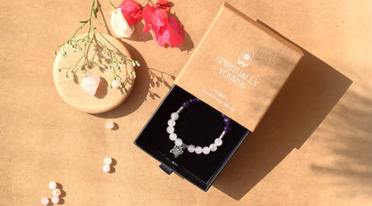 Rose Quartz & Amethyst Butterfly Bracelet | Enhances Love, Joy & Positive Energy
