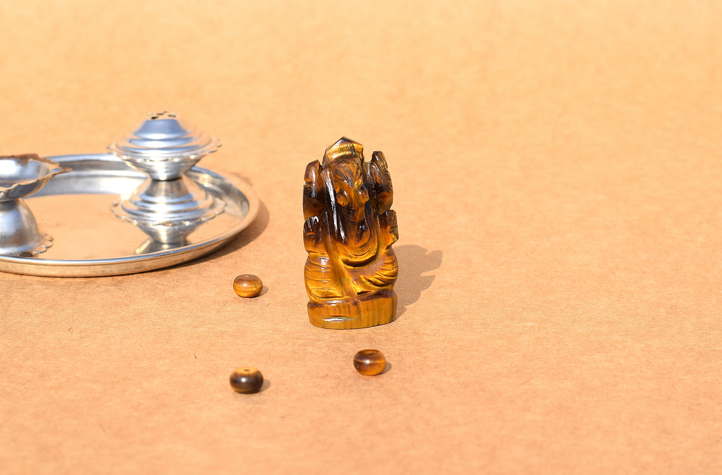 Tiger Eye Lord Ganesha Idol | Confidence, Protection & Success
