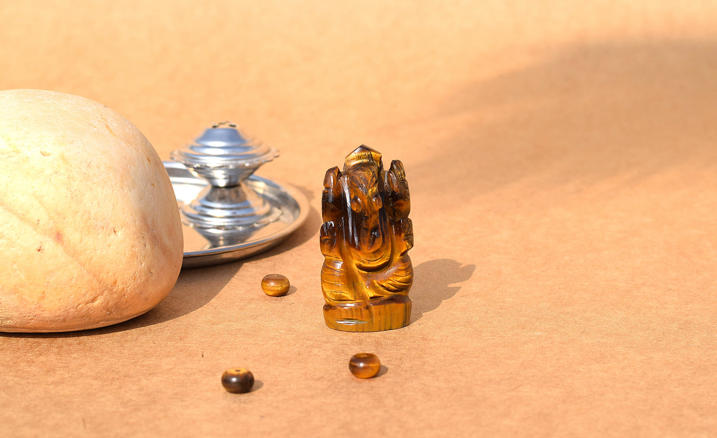 Tiger Eye Lord Ganesha Idol | Confidence, Protection & Success