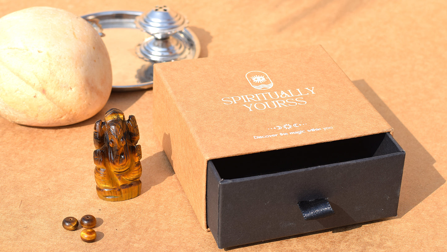 Tiger Eye Lord Ganesha Idol | Confidence, Protection & Success