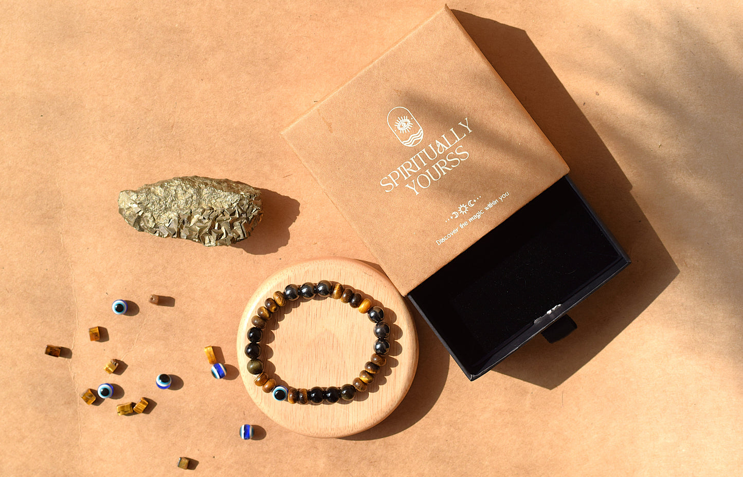 Triple Protection Bracelet | Black Obsidian, Tiger Eye, Hematite & Evil Eye for Ultimate Protection